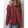 imageSHEWIN Womens Fashion Waffle Knit Sweatshirt Casual Crewneck Long Sleeve Reverse Seam Oversized Pullover SweatshirtsRed