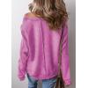 imageSHEWIN Womens Fashion Waffle Knit Sweatshirt Casual Crewneck Long Sleeve Reverse Seam Oversized Pullover SweatshirtsRose