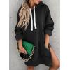imageSHEWIN Womens Oversized Casual Pullover Long Sleeve Split Hem Drawstring Hoodies Dress With Kangaroo PocketA Black
