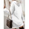 imageSHEWIN Womens Oversized Casual Pullover Long Sleeve Split Hem Drawstring Hoodies Dress With Kangaroo PocketA White