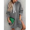 imageSHEWIN Womens Oversized Casual Pullover Long Sleeve Split Hem Drawstring Hoodies Dress With Kangaroo PocketB Deep Gray