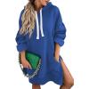 imageSHEWIN Womens Oversized Casual Pullover Long Sleeve Split Hem Drawstring Hoodies Dress With Kangaroo PocketC Deep Blue