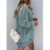 imageSHEWIN Womens Oversized Casual Pullover Long Sleeve Split Hem Drawstring Hoodies Dress With Kangaroo PocketC Sky Blue