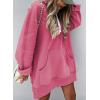 imageSHEWIN Womens Oversized Casual Pullover Long Sleeve Split Hem Drawstring Hoodies Dress With Kangaroo PocketD Rose