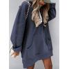 imageSHEWIN Womens Oversized Casual Pullover Long Sleeve Split Hem Drawstring Hoodies Dress With Kangaroo PocketE Navy Blue