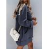 imageSHEWIN Womens Oversized Casual Pullover Long Sleeve Split Hem Drawstring Hoodies Dress With Kangaroo PocketE Navy Blue
