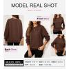 imageSHEWIN Womens Oversized Sweatshirt Fall Fashion 2024 Long Sleeve Tops Casual Crewneck Sweatshirts with PocketsCoffee