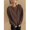 imageSHEWIN Womens Oversized Sweatshirt Fall Fashion 2024 Long Sleeve Tops Casual Crewneck Sweatshirts with PocketsCoffee