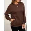 imageSHEWIN Womens Oversized Sweatshirt Fall Fashion 2024 Long Sleeve Tops Casual Crewneck Sweatshirts with PocketsCoffee