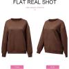imageSHEWIN Womens Oversized Sweatshirt Fall Fashion 2024 Long Sleeve Tops Casual Crewneck Sweatshirts with PocketsCoffee