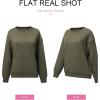 imageSHEWIN Womens Oversized Sweatshirt Fall Fashion 2024 Long Sleeve Tops Casual Crewneck Sweatshirts with PocketsJungle Green