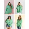 imageSHEWIN Womens Oversized Sweatshirt Hoodies Casual Button V Neck Hooded Pullover Tops with PocketBgreen
