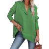 imageSHEWIN Womens Oversized Sweatshirt Hoodies Casual Button V Neck Hooded Pullover Tops with PocketBgreen