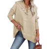 imageSHEWIN Womens Oversized Sweatshirt Hoodies Casual Button V Neck Hooded Pullover Tops with PocketBkhaki