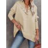 imageSHEWIN Womens Oversized Sweatshirt Hoodies Casual Button V Neck Hooded Pullover Tops with PocketBkhaki