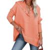 imageSHEWIN Womens Oversized Sweatshirt Hoodies Casual Button V Neck Hooded Pullover Tops with PocketBorange