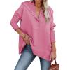 imageSHEWIN Womens Oversized Sweatshirt Hoodies Casual Button V Neck Hooded Pullover Tops with PocketBpink
