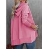 imageSHEWIN Womens Oversized Sweatshirt Hoodies Casual Button V Neck Hooded Pullover Tops with PocketBpink