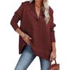 imageSHEWIN Womens Oversized Sweatshirt Hoodies Casual Button V Neck Hooded Pullover Tops with PocketBred
