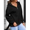 imageSHEWIN Womens Quarter Zip Hoodies Oversized Sweatshirt Long Sleeve Lightweight Pullover TopsBlack