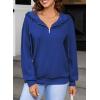 imageSHEWIN Womens Quarter Zip Hoodies Oversized Sweatshirt Long Sleeve Lightweight Pullover TopsDark Blue