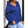 imageSHEWIN Womens Quarter Zip Hoodies Oversized Sweatshirt Long Sleeve Lightweight Pullover TopsDark Blue
