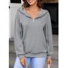 imageSHEWIN Womens Quarter Zip Hoodies Oversized Sweatshirt Long Sleeve Lightweight Pullover TopsGray