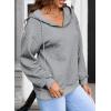 imageSHEWIN Womens Quarter Zip Hoodies Oversized Sweatshirt Long Sleeve Lightweight Pullover TopsGray