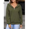 imageSHEWIN Womens Quarter Zip Hoodies Oversized Sweatshirt Long Sleeve Lightweight Pullover TopsJungle Green