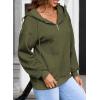 imageSHEWIN Womens Quarter Zip Hoodies Oversized Sweatshirt Long Sleeve Lightweight Pullover TopsJungle Green