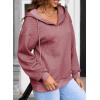 imageSHEWIN Womens Quarter Zip Hoodies Oversized Sweatshirt Long Sleeve Lightweight Pullover TopsPink