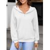 imageSHEWIN Womens Quarter Zip Hoodies Oversized Sweatshirt Long Sleeve Lightweight Pullover TopsWhite