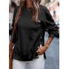 imageSHEWIN Womens Sweatshirt Casual Long Sleeve Lightweight Pullover Tops Loose Crewneck Sweatshirts with Side SlitB Black