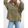 imageSHEWIN Womens Sweatshirt Casual Waffle Knit Half Zip Pullover Loose Long Sleeve Tops Fall Outfit Clothes 2024Army Green