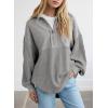 imageSHEWIN Womens Sweatshirt Casual Waffle Knit Half Zip Pullover Loose Long Sleeve Tops Fall Outfit Clothes 2024Light Grey