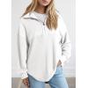 imageSHEWIN Womens Sweatshirt Casual Waffle Knit Half Zip Pullover Loose Long Sleeve Tops Fall Outfit Clothes 2024White