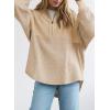 imageSHEWIN Womens Sweatshirts Casual Waffle Knit Half Zip Pullover Long Sleeve Tops Quarter Zip Fall Outfits Oversized Sweatshirt for WomenUS 20222XLKhaki XXLarge