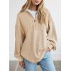 imageSHEWIN Womens Sweatshirts Casual Waffle Knit Half Zip Pullover Long Sleeve Tops Quarter Zip Fall Outfits Oversized Sweatshirt for WomenUS 20222XLKhaki XXLarge
