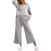 imageSHEWIN 2 Piece Sets for Women Collared V Neck Long Sleeve Polo Shirts Tops Lounge Set Tracksuits SweatsuitsLight Grey