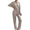 imageSHEWIN 2 piece fall sets for women Lounge Sets Long Sleeve matching set women clothing pj set fall clothes Khaki L