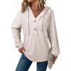 imageSHEWIN Sweaters For Women Causal V Neck Hooded Sweater Lightweight Knit Long Sleeve Fall TopsApricot