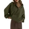 imageSHEWIN Women Casual Long Sleeve V Neck Half Zip Corduroy Hoodies SXXLGreen