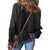 imageSHEWIN Womens Fashion Waffle Knit Sweatshirt Casual Crewneck Long Sleeve Reverse Seam Oversized Pullover SweatshirtsBlack