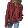 imageSHEWIN Womens Fashion Waffle Knit Sweatshirt Casual Crewneck Long Sleeve Reverse Seam Oversized Pullover SweatshirtsRed