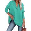 imageSHEWIN Womens Oversized Sweatshirt Hoodies Casual Button V Neck Hooded Pullover Tops with PocketBmint Green