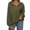 imageSHEWIN Womens Quarter Zip Hoodies Oversized Sweatshirt Long Sleeve Lightweight Pullover TopsJungle Green
