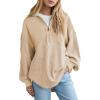 imageSHEWIN Womens Sweatshirts Casual Waffle Knit Half Zip Pullover Long Sleeve Tops Quarter Zip Fall Outfits Oversized Sweatshirt for WomenUS 20222XLKhaki XXLarge