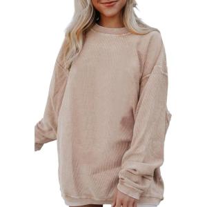 imageSHEWIN Oversized Sweatshirts for Women Loose Fit Casual Crewneck Sweatshirts Long Sleeve Pullover TopsB Apricot