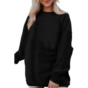 imageSHEWIN Oversized Sweatshirts for Women Loose Fit Casual Crewneck Sweatshirts Long Sleeve Pullover TopsB Black