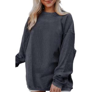 imageSHEWIN Oversized Sweatshirts for Women Loose Fit Casual Crewneck Sweatshirts Long Sleeve Pullover TopsB Dark Grey